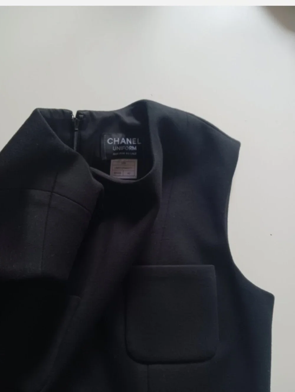 Chanel Uniform Black Laine Wool Blended  Dress Size 42